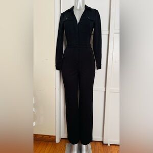 GUESS Black Long-Sleeve Utility Jumpsuit with Chest Pockets